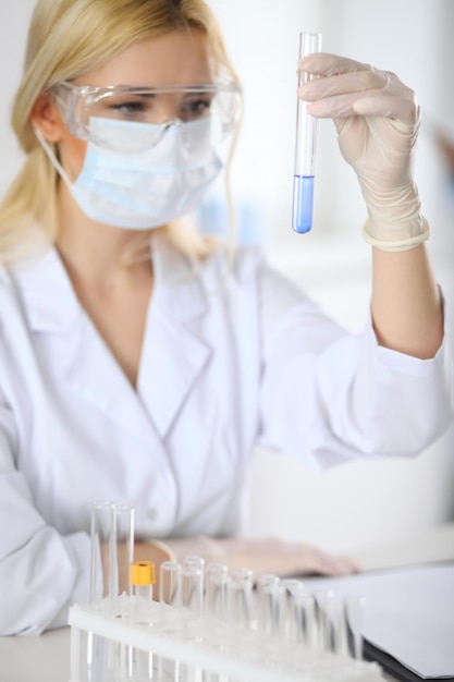 Female scientific researcher in laboratory