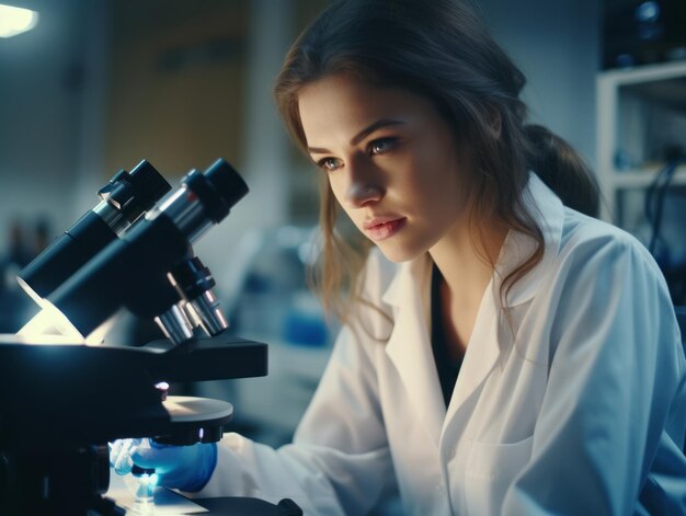 Female scientist conducting experiments in a high tech lab