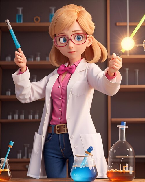 a female scientist with a test tube and a test tube.