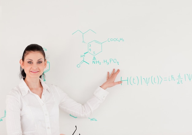 Female scientist woman looking at the camera