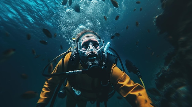 Foto subacqueo femminile che nuota sott'acqua