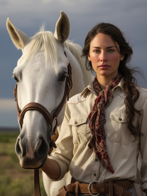 A female shepherd on a cowgirl farm