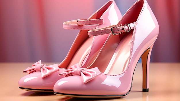 Female shoes on a pink background