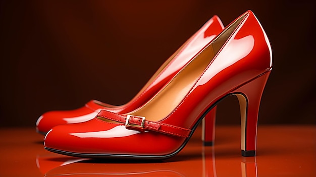 Female shoes on a red background