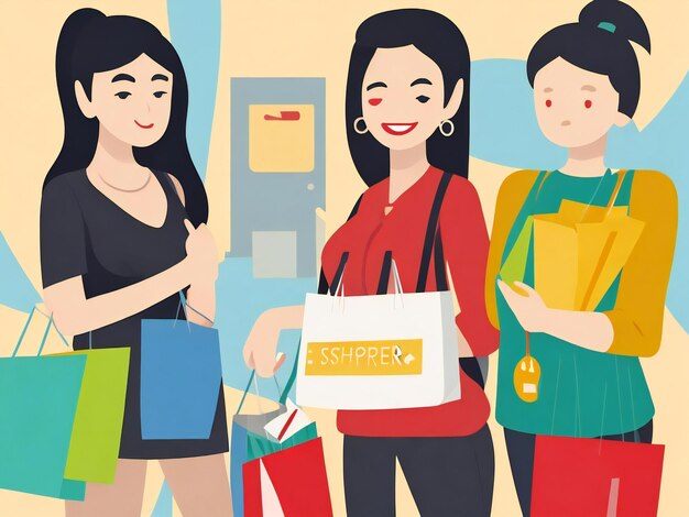 Female shopper flat icon design illustration ai generated