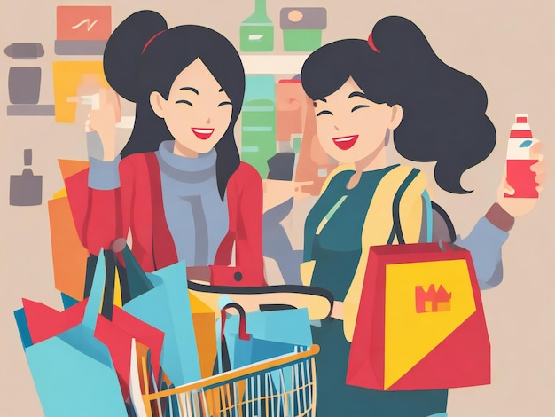 Female shopper flat icon design illustration ai generated