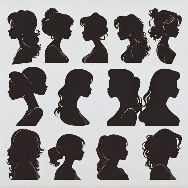 Female silhouettes cartoon vector background