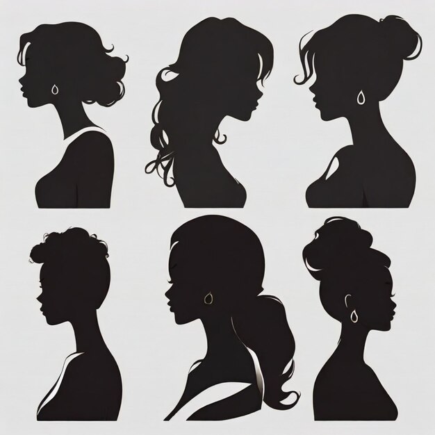 Photo female silhouettes cartoon vector background