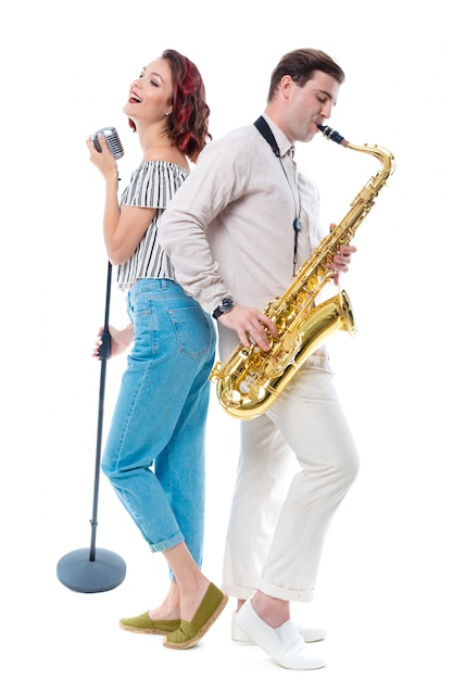 Female singer and saxophonist