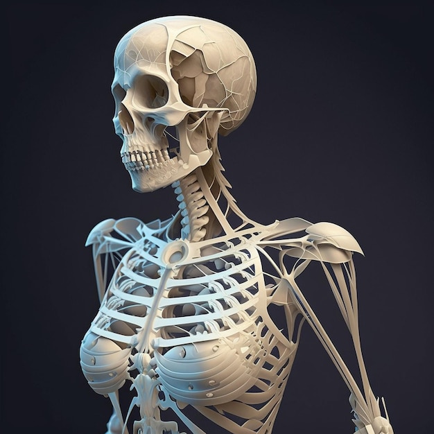 A female skeleton is shown with the word skeleton on it.