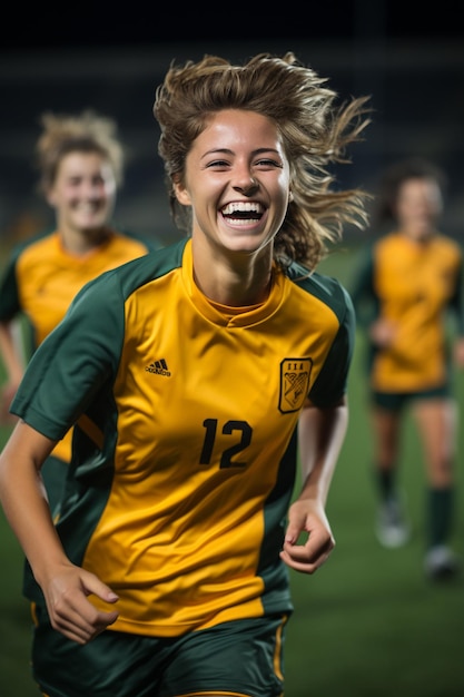 female soccer HD 8K wallpaper Stock Photographic Image