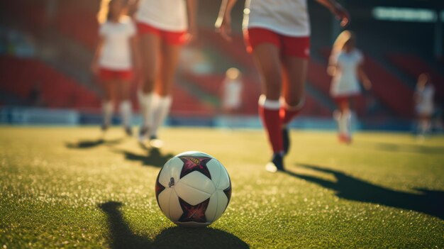 Female soccer player on the pitch