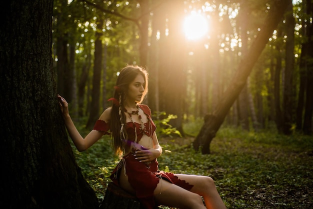 Female spirit mythology living wild life untouched nature sexy
girl wild human wilderness of virgin woods she belongs tribe
warrior women wild attractive woman in forest folklore
character