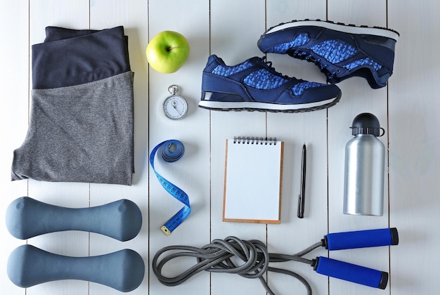 Female sport equipment on a white background