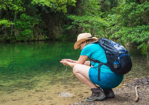 Female sports hiking