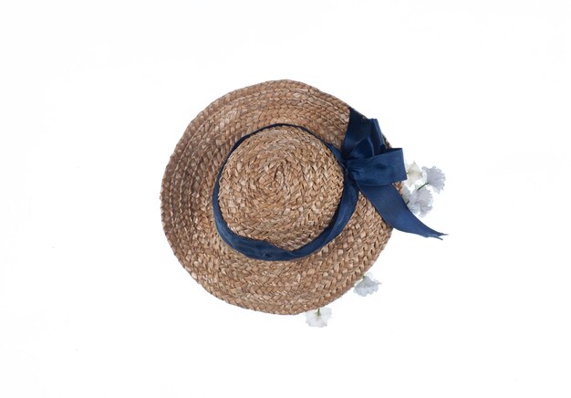 female straw hat isolated on white background