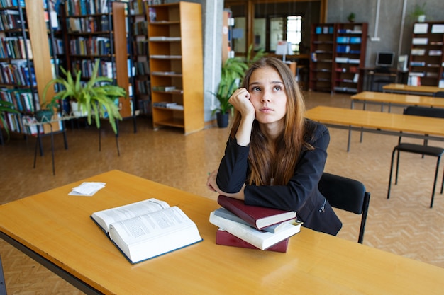  female student in the library