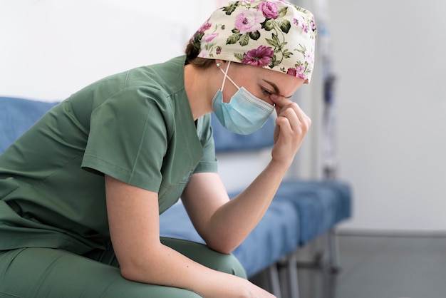 female student at medicine wearing medical mask