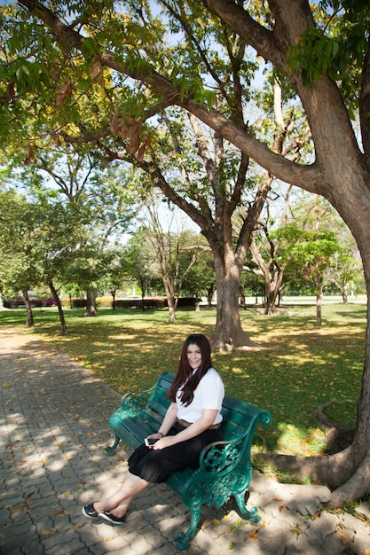 Female student smiling happily.