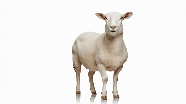 サフォーク羊 (Sufolk sheep) のオヴィス・アリアス (Ovis aries) ホワイト (white) に分離された雌のサフォーク羊