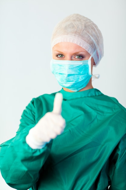 Female surgeon with Person in Focus