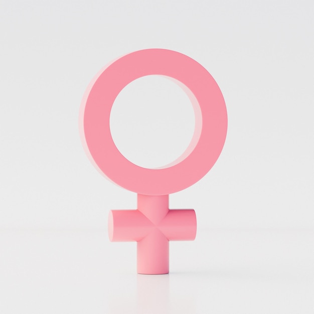 Foto simbolo femminile icona di colore rosa su sfondo bianco illustrazione 3d isolata minimalista