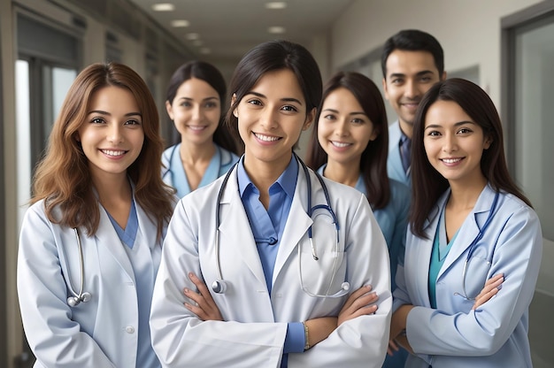 笑顔の女性医師のチーム