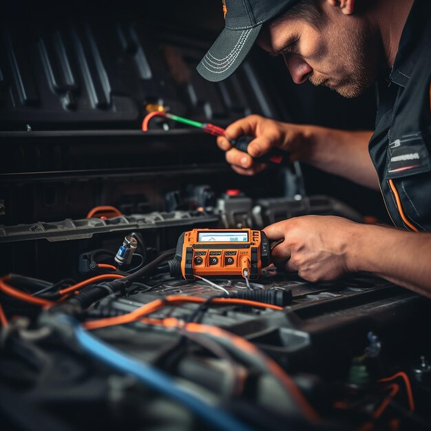 Female Technician Testing with Multimeter