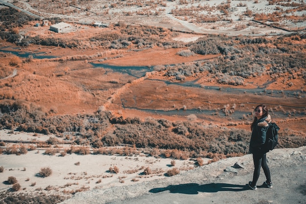 female tourist with nature