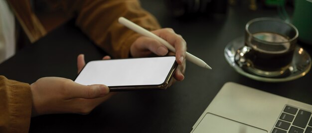 Female using a smartphone