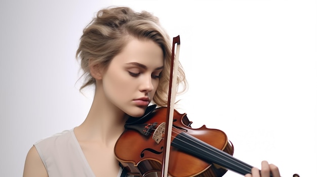 여성 바이올리니스트 가 음악 을 연주 한다