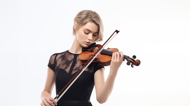 A female violinist plays music