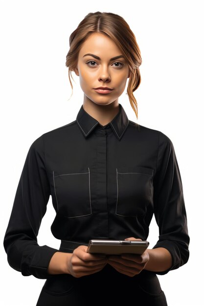 Female waiter taking order isolated
