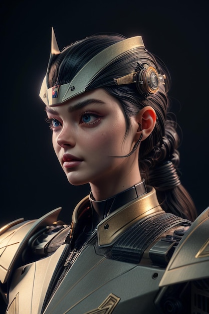 Female warrior wearing gold armor heroic warrior character portrait wallpaper background