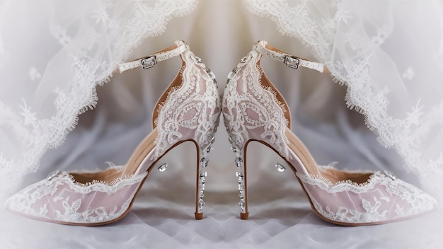 Female wedding shoes close up