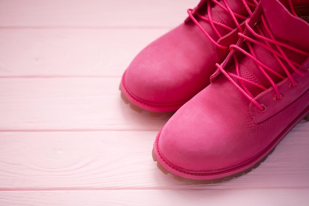 Female winter boots pink color