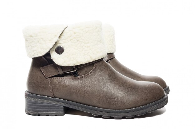 Female winter leather shoes