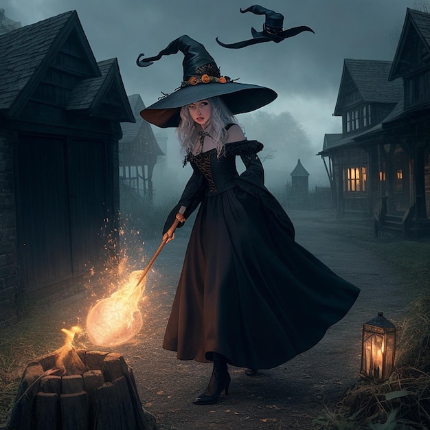 A female witch tries to do magic AI generated art