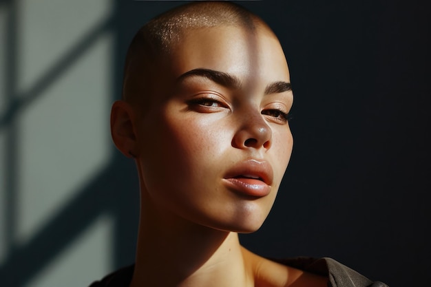 Female With Buzz Cut Hairstyle Exudes Trendiness