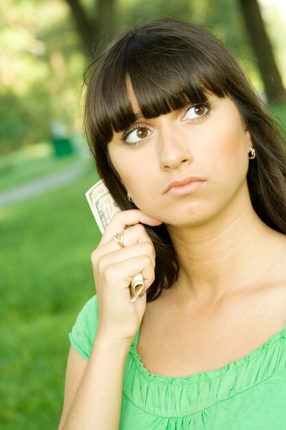 Female with cash