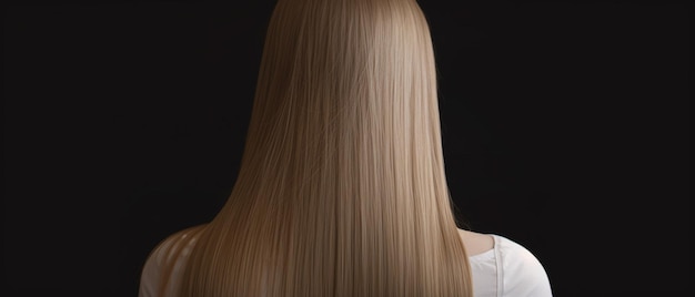 Женщина с прямыми гладкими и блестящими шелковистыми волосами Генеративный ИИ