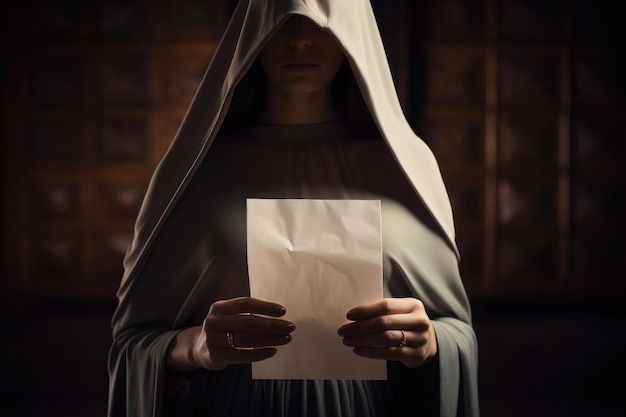 Female or women Voter Holds Envelope In her Hand Vote Ballot for casting vote Generative ai