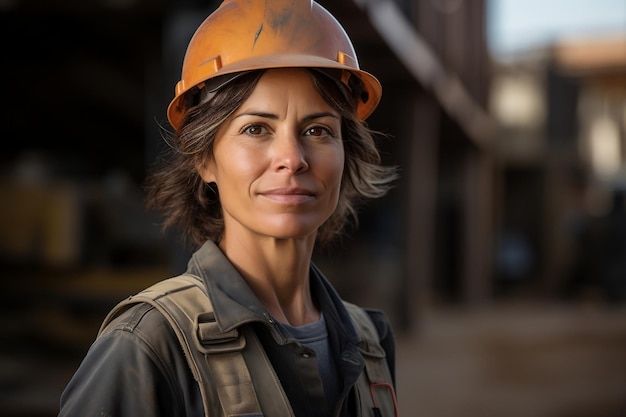 Female Worker on Construction Site Generative AI