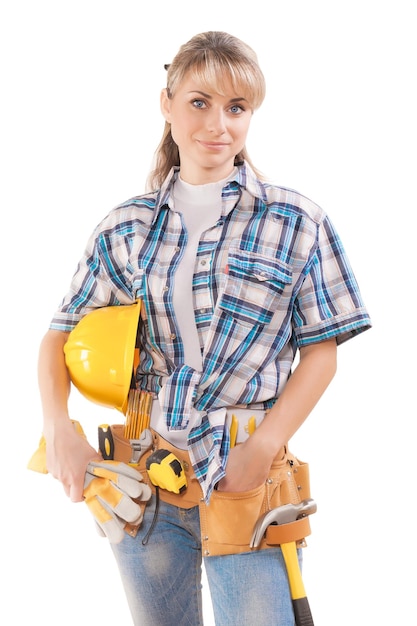 Female worker isolated