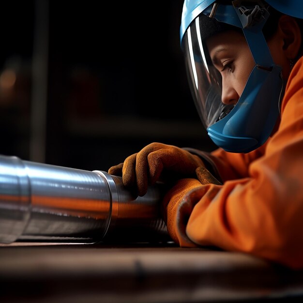 Photo female worker operating squeezer