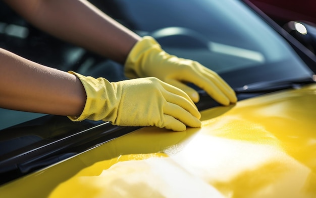 Female Worker Polishing Car Generative AI