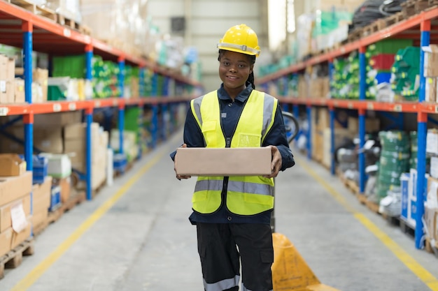 a female worker sorting goods in a warehouse