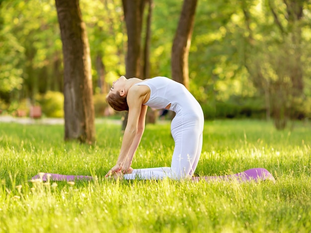 Female workout on yoga mat