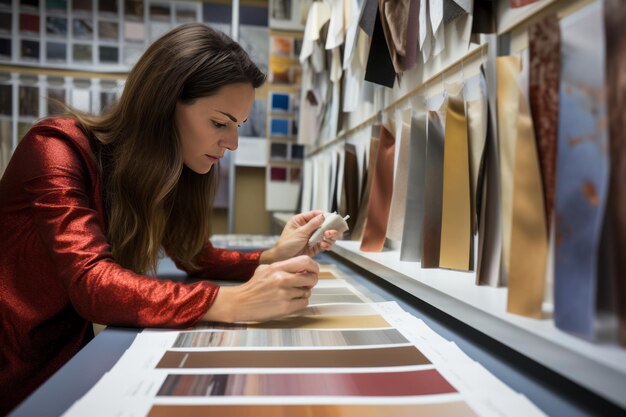 Foto accusa femminile donne che indicano con il dito i campioni di materiale ar 32