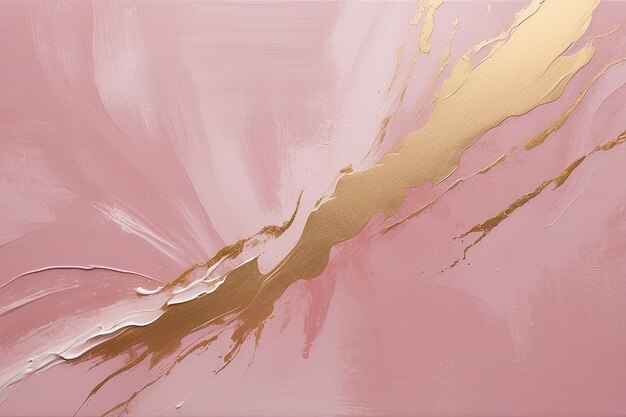 Photo feminine glamorous dusty pink abstract painted background texture with shiny metallic golden brush streak